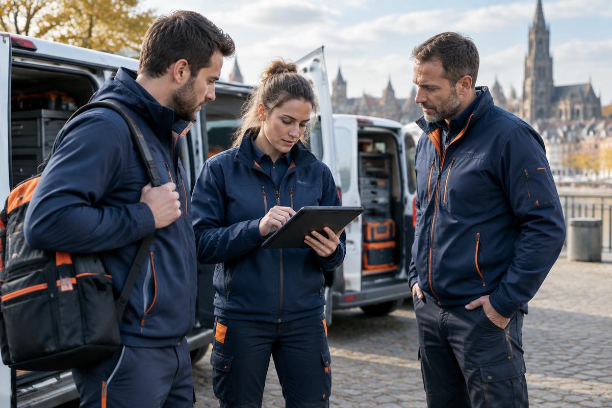 Des techniciens mobiles préparent leurs interventions sur une tablette