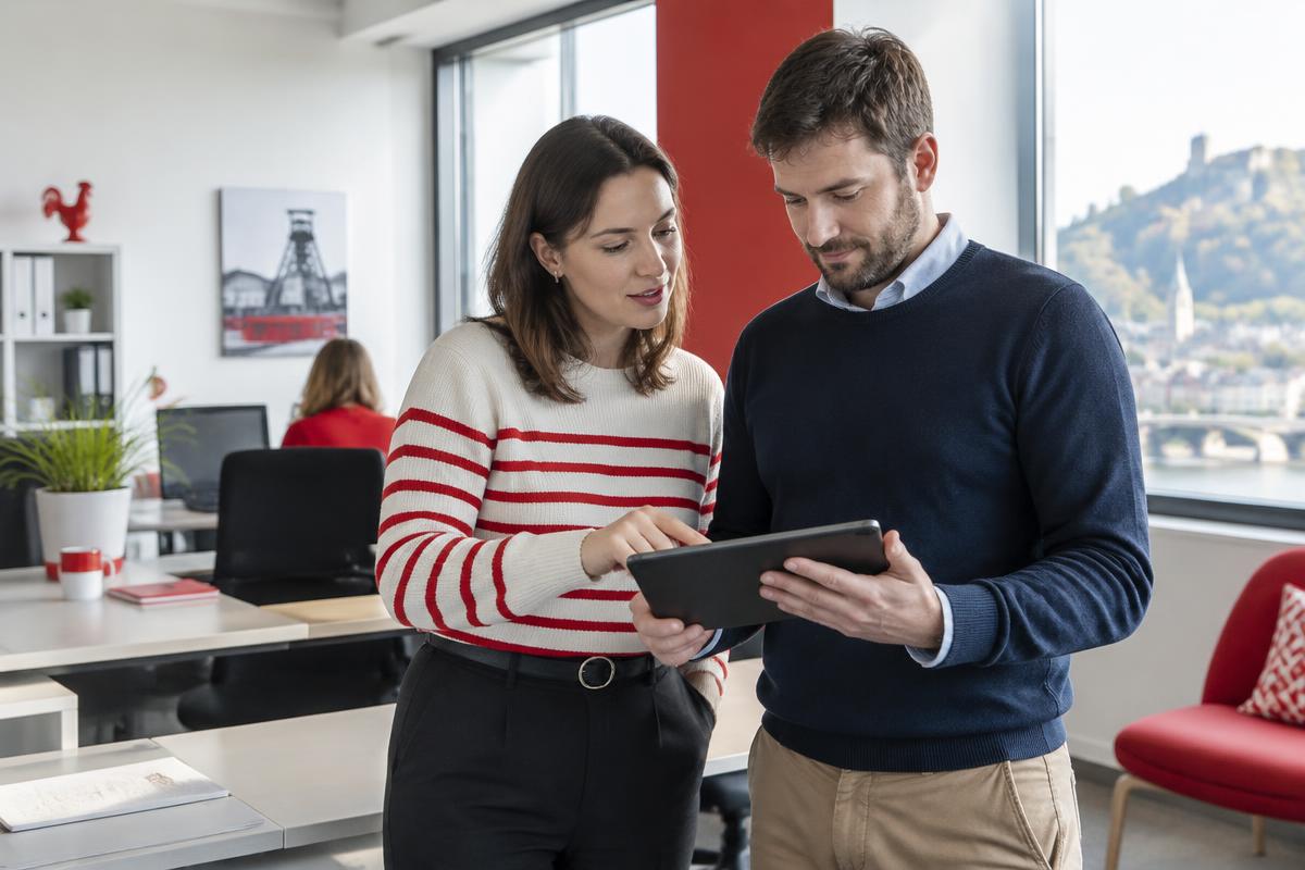 Une équipe de PME consulte ses horaires sur une tablette