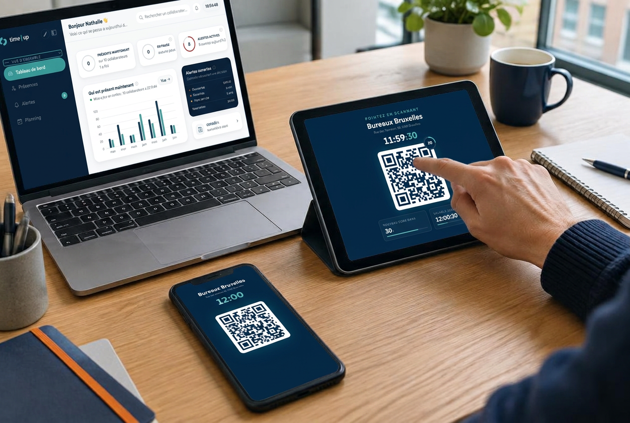 Pointage en ligne depuis un ordinateur, un smartphone et une tablette partagée