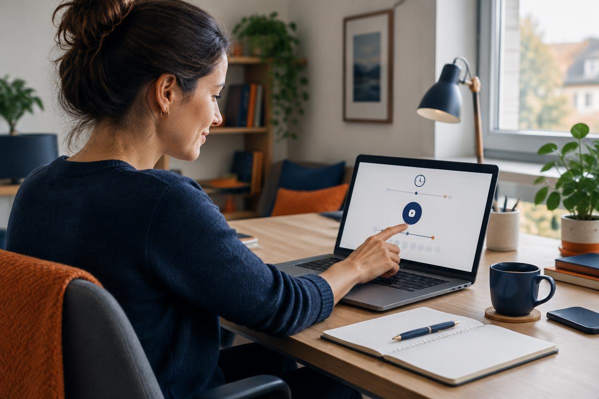 Une personne en télétravail enregistre son temps depuis son ordinateur
