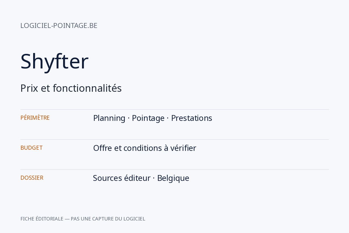 Fiche éditoriale Shyfter : planning, pointage et prestations ; sans capture d’interface